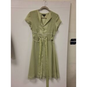 I.N. Studio Green Dress Size 6 Short Sleeve Button‎ Front Career Party Outfit